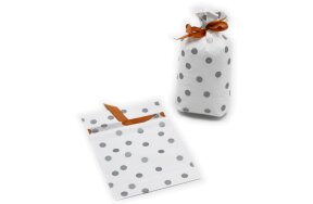 GIFT WRAPPING BAGS SILVER POLKA DOT 16x29cm